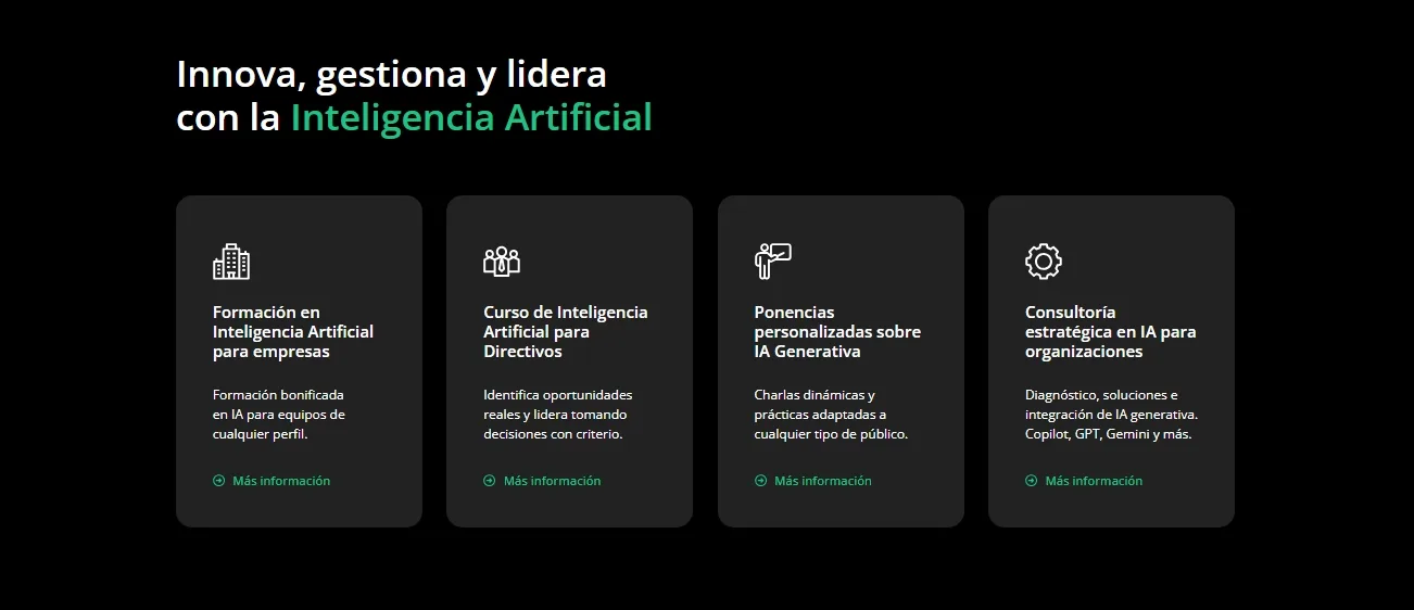 Servicios de inteligencia artificial presentados en la web de All My GPT