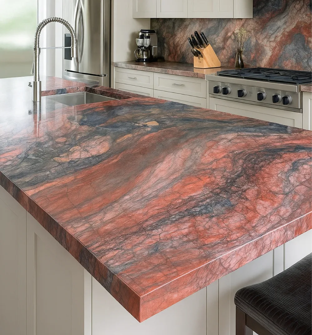 Encimera de piedra natural Perpetrum en una cocina