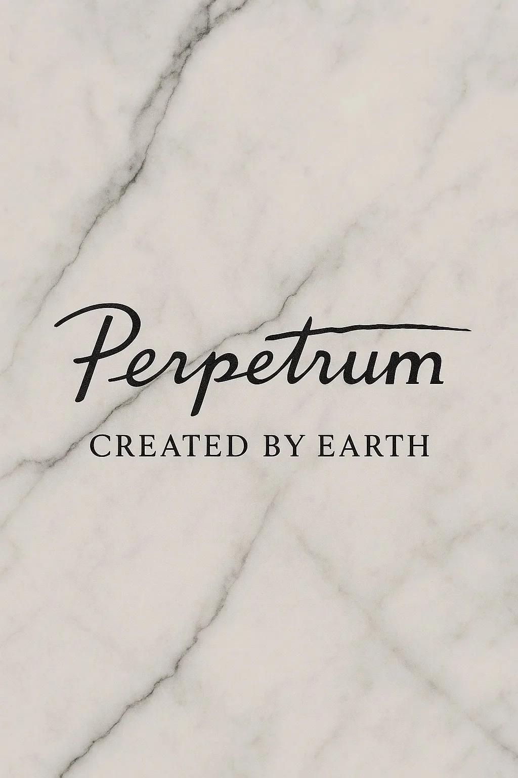 Logotipo Perpetrum Created by Earth sobre piedra gris