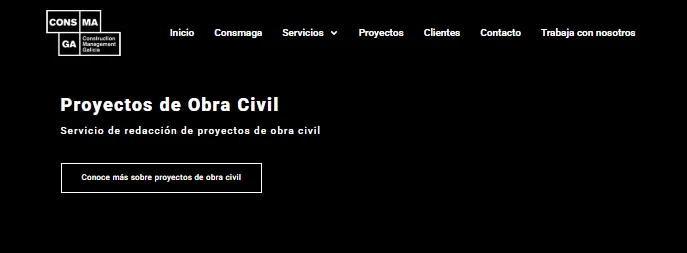 Página de proyectos de obra civil de Consmaga con su logotipo