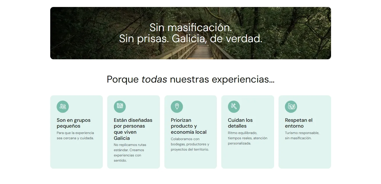 Valores y propuesta de las experiencias Galicia Lovers