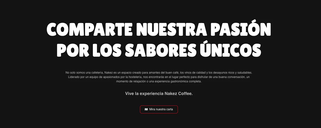 Sección de la web de Nakez Coffee dedicada a sus sabores